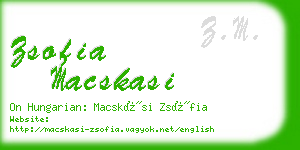 zsofia macskasi business card